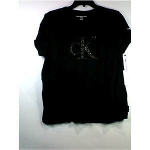 Calvin Klein Jeans Womens 01TC Regular Short Sleeve Top, Black, Size X-Large
